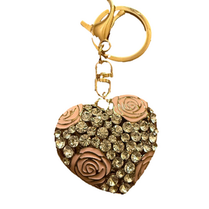 Fashion Jewelry Gold and Pink Crystal Heart Key Holder